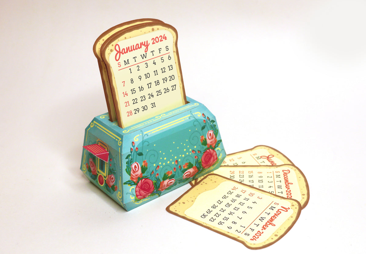 Mini Toaster Desk Calendar 2024 - DIY Paper Craft Kit – Sky Goodies