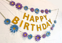 Blue n Purple Daisy and Happy Birthday Paper Party Decor
