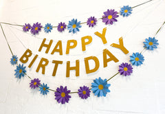 Blue n Purple Daisy and Happy Birthday Paper Party Decor