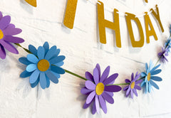Blue n Purple Daisy and Happy Birthday Paper Party Decor