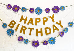 Blue n Purple Daisy and Happy Birthday Paper Party Decor
