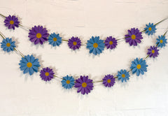 Blue n Purple Daisy Flower Paper Bunting & Wall Decor