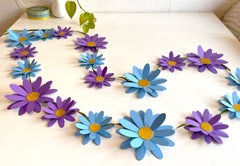Blue n Purple Daisy Flower Paper Bunting & Wall Decor