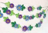 Blue n Purple Daisy Flower & Leaves Paper Bunting & Wall Decor