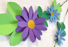 Blue n Purple Daisy Flower & Leaves Paper Bunting & Wall Decor