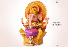 Ganpati Decor Combo Saver 8 - Big Ganesha + 36 Flowers + 20 Leaves + 4 Lotus Diyas