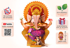 Ganpati Decor Combo Saver 8 - Big Ganesha + 36 Flowers + 20 Leaves + 4 Lotus Diyas