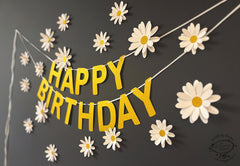 White Daisy and Happy Birthday Paper Party Decor