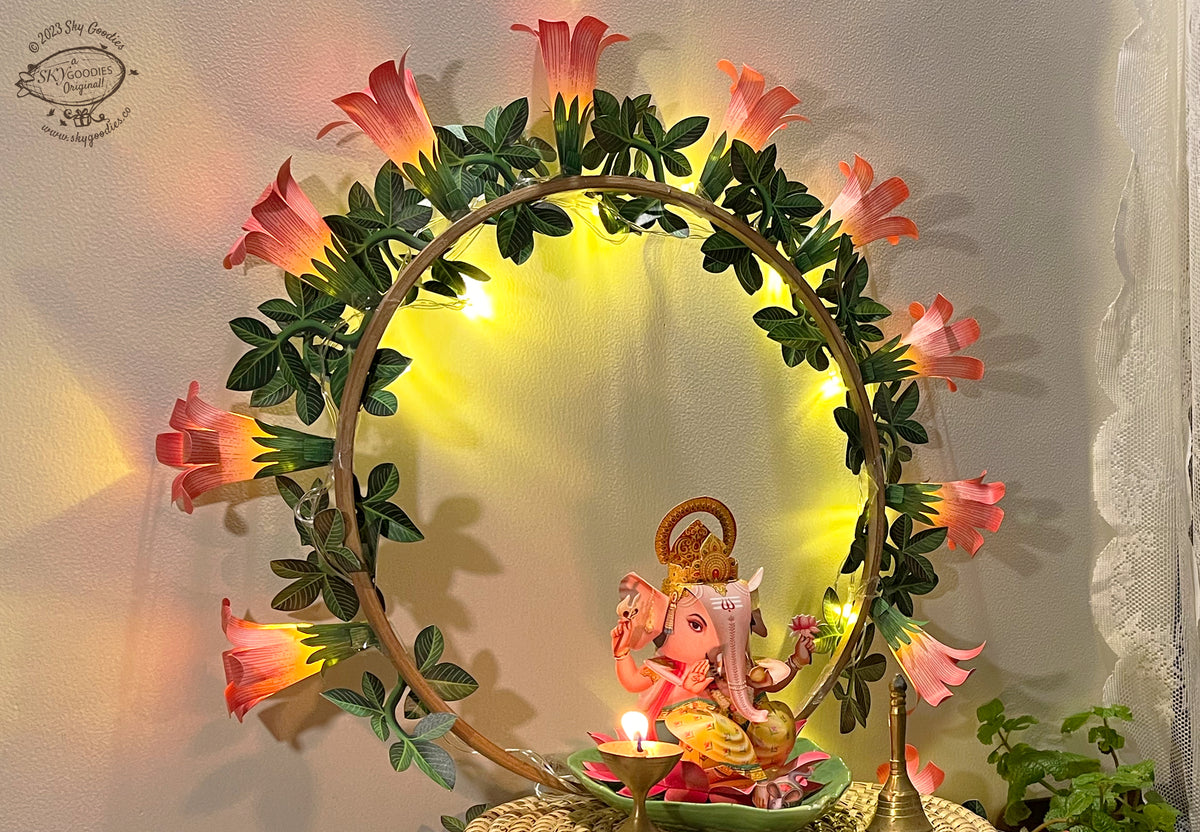 Ganpati Decoration With Flowers