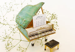 Turquoise Mini Grand Piano Calendar 2026 & 2027 - DIY Paper Craft Kit