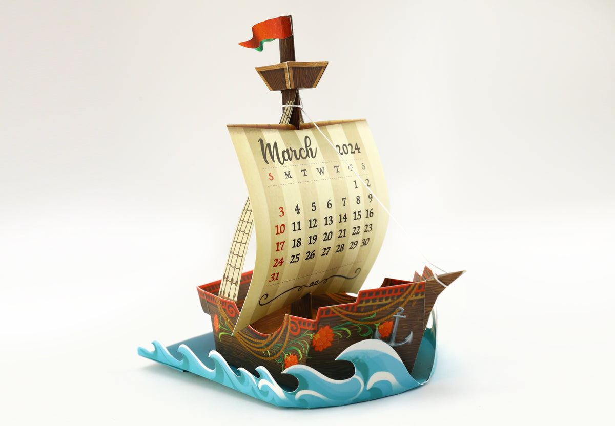 Adventure Ship Desk 3D Calendar 2024 & 2025 DIY Paper Craft Kit – Sky  Goodies