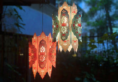 Set of 2: Big Elegant Kandil DIY Paper Lamp Shades PINK and BLUE