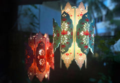 Set of 2: Big Elegant Kandil DIY Paper Lamp Shades PINK and BLUE