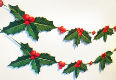 Christmas Holly & Berries Paper Bunting & Wall Decor