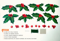 Christmas Holly & Berries Paper Bunting & Wall Decor