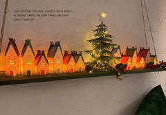 Christmas Village Combo Saver - 12 Mini Houses with Christmas Tree and lights