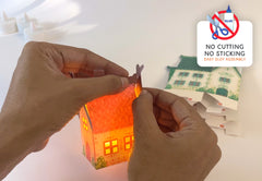 Christmas Village Combo Saver - 12 Mini Houses with Christmas Tree and lights