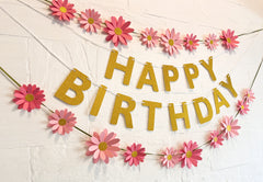Pink Daisy and Happy Birthday Paper Party Decor