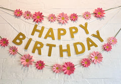 Pink Daisy and Happy Birthday Paper Party Decor