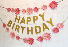 Pink Daisy and Happy Birthday Paper Party Decor