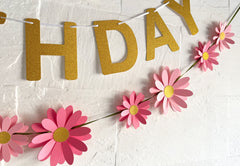 Pink Daisy and Happy Birthday Paper Party Decor