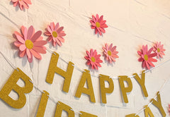 Pink Daisy and Happy Birthday Paper Party Decor