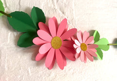 Pink Daisy Flower & Leaves Paper Bunting & Wall Decor