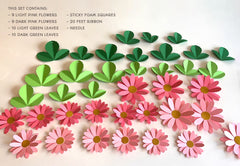 Pink Daisy Flower & Leaves Paper Bunting & Wall Decor