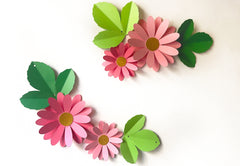 Pink Daisy Flower & Leaves Paper Bunting & Wall Decor