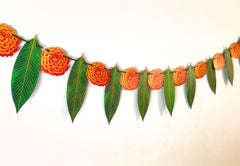 Marigold Flower & Mango Leaf Toran Paper Bunting