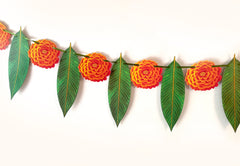 Marigold Flower & Mango Leaf Toran Paper Bunting