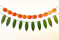 Marigold Flower & Mango Leaf Toran Paper Bunting