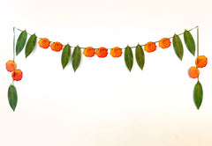Marigold Flower & Mango Leaf Toran Paper Bunting