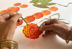 Marigold Flower & Mango Leaf Toran Paper Bunting
