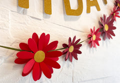Red Daisy and Happy Birthday Paper Party Decor