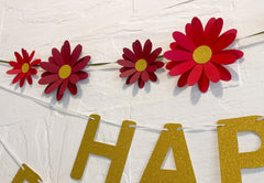 Red Daisy and Happy Birthday Paper Party Decor