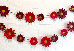 Red Daisy Flower Paper Bunting & Wall Decor