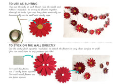 Red Daisy Flower Paper Bunting & Wall Decor