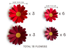 Red Daisy Flower Paper Bunting & Wall Decor