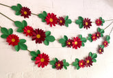 Red Daisy Flower & Leaves Paper Bunting & Wall Decor