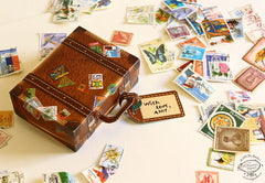 Brown Mini Travel Suitcase Box DIY Paper Craft Kit