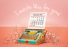 Colourful Typewriter Desk Calendar 2026 & 2027 DIY Paper Craft Kit
