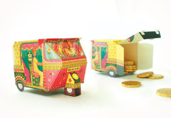 Bombay Auto Rickshaw Box: Pink design - DIY Paper Craft Kit