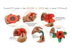 Set of 10 Matte Red 'Crush & Use' Paper Wild Roses