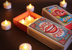 Festive Gift Pack: 'WITH LOVE' Matchbox Gift Box with 8 electric tea lights