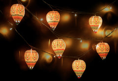 Paper Mini Hot Air Balloon Fairy Lights & Birds Wall Decor Combo