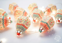 Paper Mini Hot Air Balloon Fairy Lights & Birds Wall Decor Combo