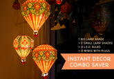 Instant Decor Combo Saver: 3 Hot Air Balloon Paper Lamps + Bulbs + Wires