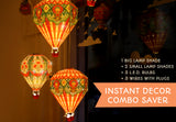 Instant Decor Combo Saver: 3 Hot Air Balloon Paper Lamps + Bulbs + Wires