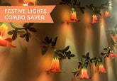Festive Combo Saver Pack of 5 Pink Paper Flower Fairy Lights